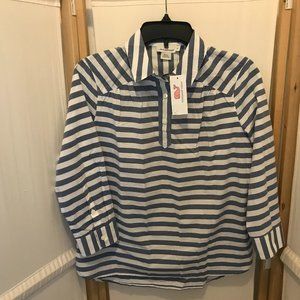 NWT VINEYARD VINES Sz 0 Blue and White Stripes 3/4 Sleeve Pullover Top NEW